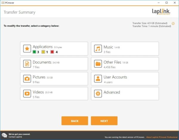 Laplink PCmover Professional 11 - Easily Transfer Files to New Computer - Efficient Migration of Applications from Old PC to a New PC - Data Transfer Software, With Optional Ethernet Cable - 1 License - Image 7