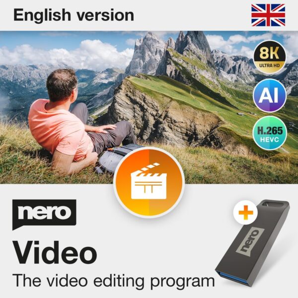 Nero Video 2025 on USB Stick | Video editing | Video editing program | 8K | unlimited license | 1 PC | Windows 11/ 10 / 8 / 7