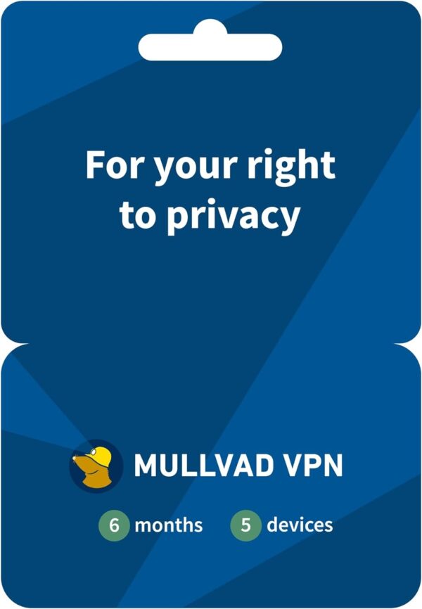 Mullvad VPN | 5 Devices for 6 Months | Protect Your Privacy with Easy-To-Use Security VPN Service